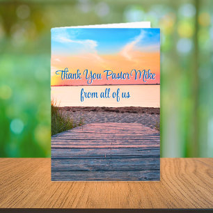 Ocean Beach Pastor Appreciation From Congregation Thank You Card