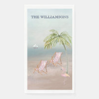 Ocean Beach Personalised Palm Trees Flamingo