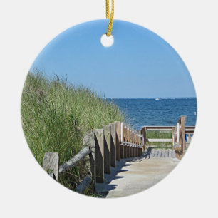 Ocean beach photo ceramic tree decoration