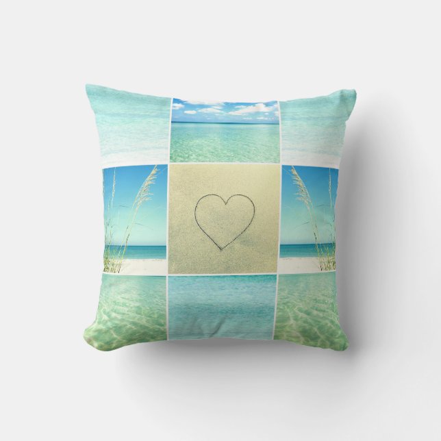 Ocean Beach Photo Collage Pillow (Front)
