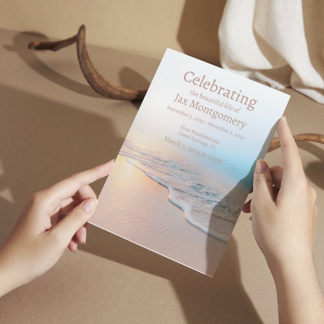 Ocean Beach Photo Funeral Celebration of Life Invitation (Creator Uploaded)