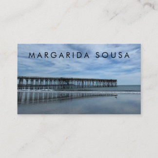 Ocean Beach Pier Blue Photo Travel Tourism Business Card
