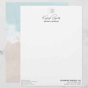 Ocean / Beach Rental Property Manager Custom Logo Letterhead