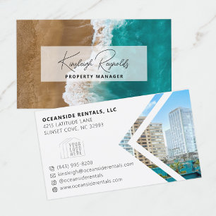 Ocean / Beach Rental Property Manager Custom Photo Business Card