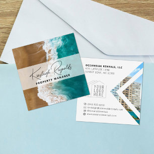 Ocean / Beach Rental Property Manager Custom Photo Square Business Card