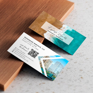 Ocean / Beach Rental Property Manager QR Code Business Card