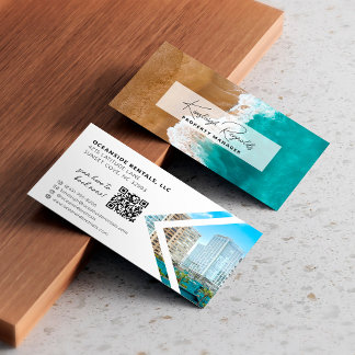 Ocean / Beach Rental Property Manager QR Code Business Card
