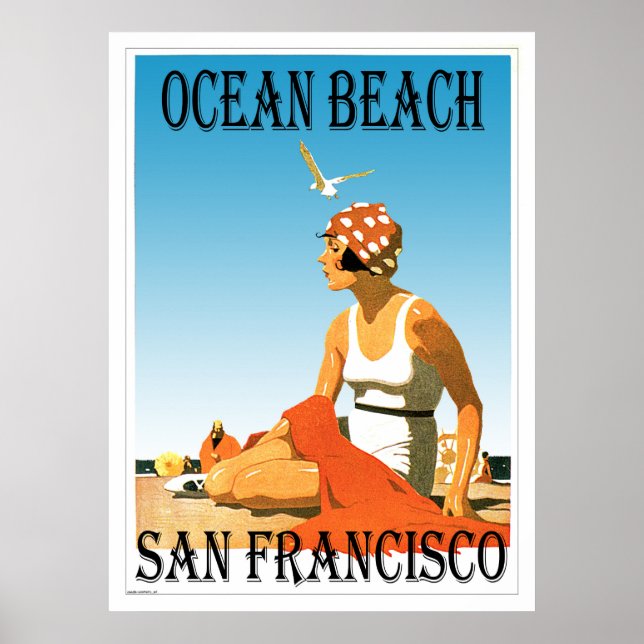 Ocean Beach San Francisco, California Retro Beach Poster (Front)