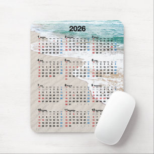Ocean Beach Sand 2026 Calendar Mouse Pad