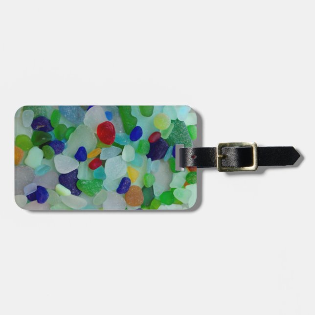 Ocean, beach, sea glass, beach glass luggage tag (Front Horizontal)