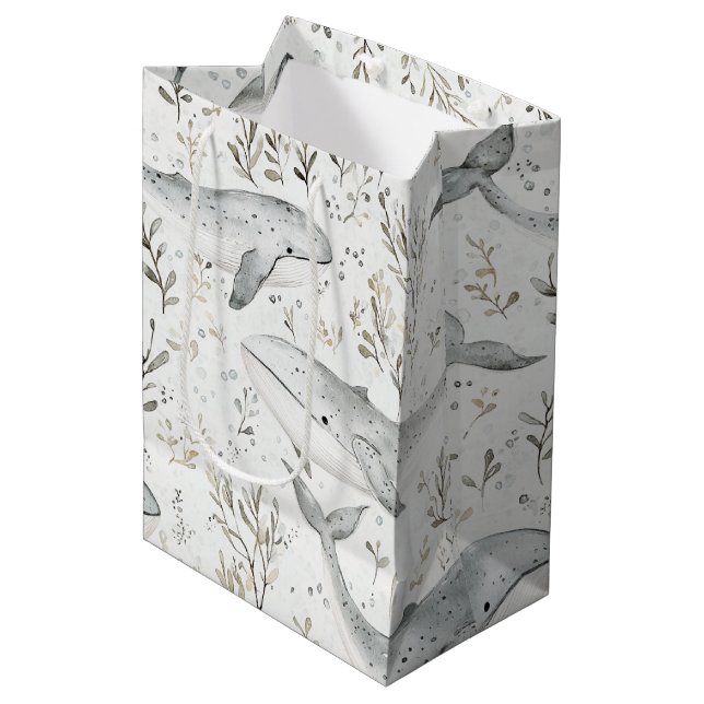 Ocean Beach Sea Grey Whales Medium Gift Bag (Front Angled)