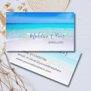 Ocean Beach Sea Jewellery Aqua Blue Stylish Business Card