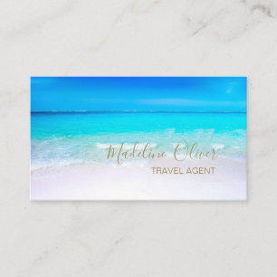 Ocean Beach Sea Travel Agent Gold Color Business Card