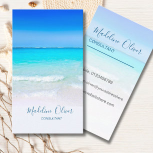 Ocean Beach Sea Travel Spa Aqua Blue Stylish Business Card