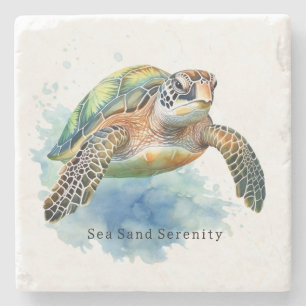 Ocean Beach Sea Turtles Stone Coaster