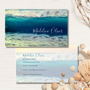 Ocean Beach Sea Wave Travel Blue Modern  Business Card