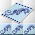 Ocean Beach Seahorse Frieze Pattern<br><div class="desc">This is an ocean beach art in deep navy blue of a seahorse. You can customise the background colour.</div>