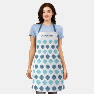 Ocean Beach Seashells Blue Personalised Cooking Apron