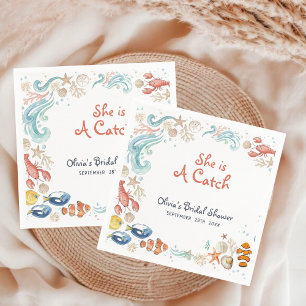 Ocean Beach She Is a Catch Bridal Shower Cocktail Napkin