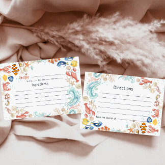 Ocean Beach She Is a Catch Recipe Bridal Shower Enclosure Card