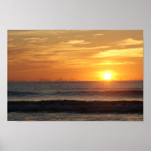 Ocean beach sunrise colour photo poster print