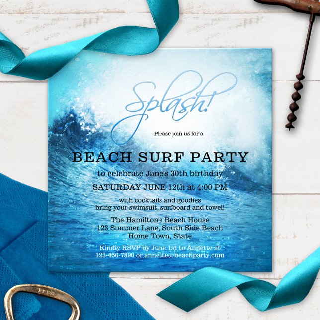 Ocean Beach Surf Summer Party Invitation (Creator Uploaded)