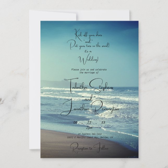 Ocean Beach Theme Wedding Invitation (Front)