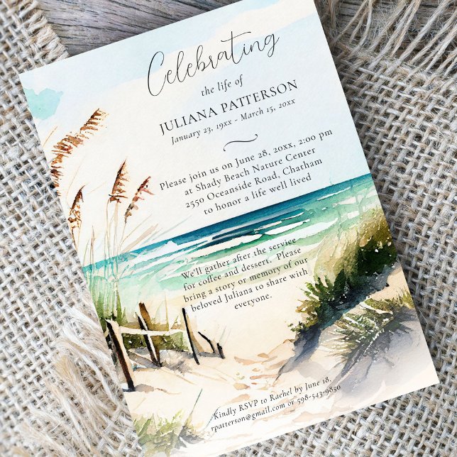 Ocean Beach Trail Celebration of Life Photo Invitation (Creator Uploaded)