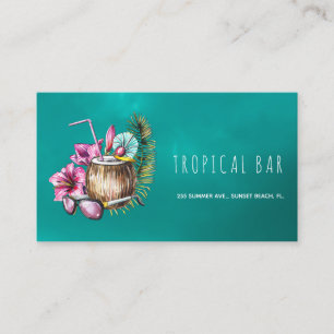 Ocean beach tropical bartender business cards