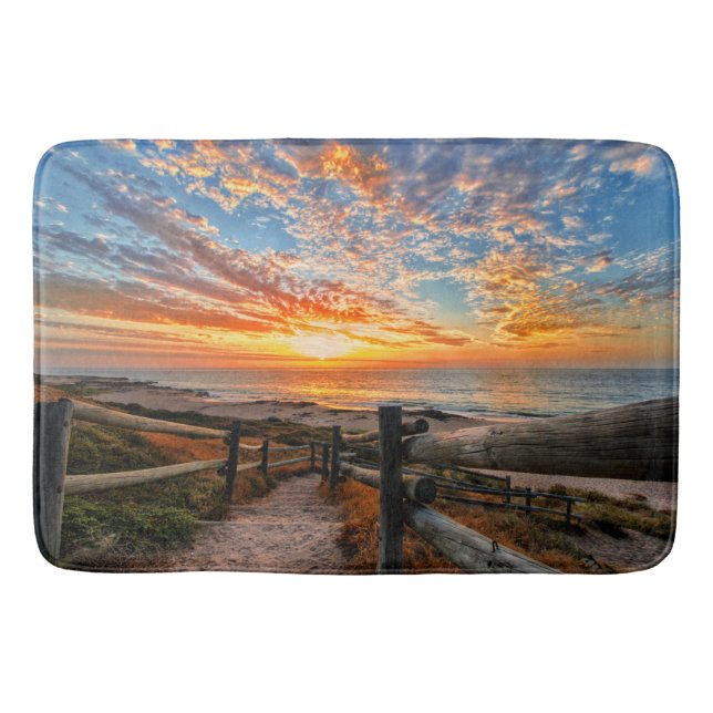 Ocean Beach View Tropical Sunset Paradise Dream Bath Mat (Front)