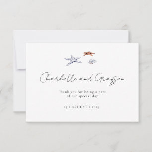 Ocean Beach Watercolor Coastal Wedding Thank You Card