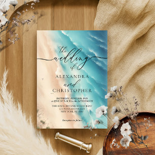 Ocean Beach Watercolor Summer Signature Invitation