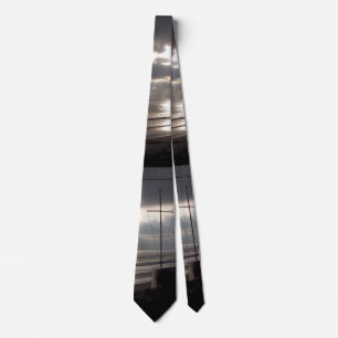 Ocean Beach Waves Christian Cross Tie