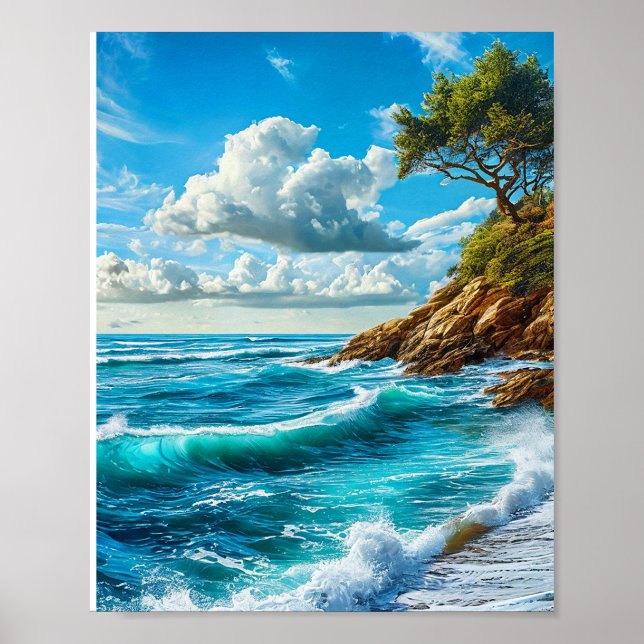 Ocean beach waves poster (Front)