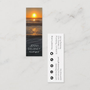 Ocean Beach Waves Sunset Nature Photo Travel  Mini Business Card
