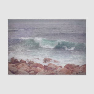 Ocean Beach Waves Teal Nautical Digital Art Paint Tissue Paper