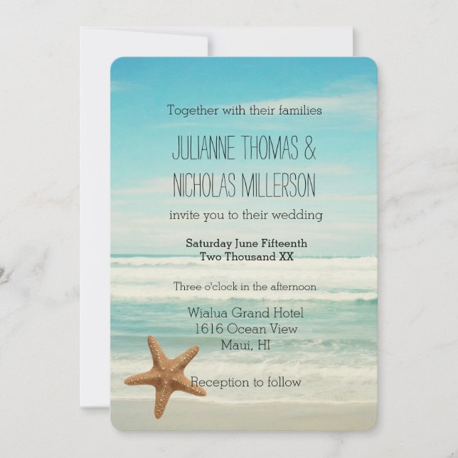 Ocean Beach Wedding Invitation (Front)