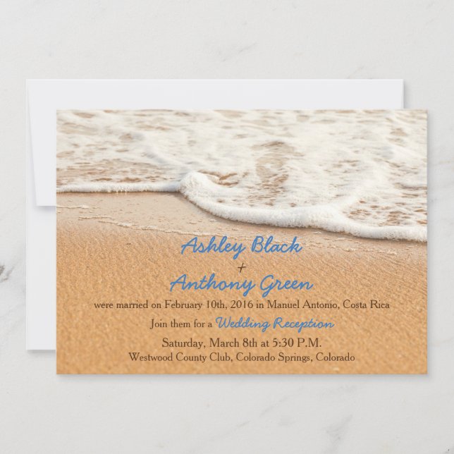 Ocean Beach Wedding Reception Only Invitation (Front)