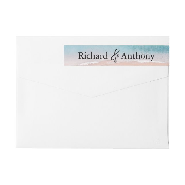 Ocean Beach Wedding Wrap Around Label (Back)