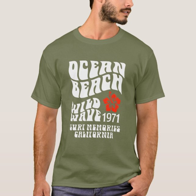 Ocean Beach Wild Wave 1971 Tee – Retro Surf Style (Front)