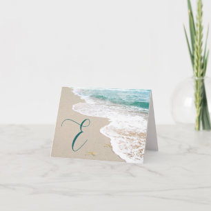 Ocean Beach With Monogram Letter E Note Card