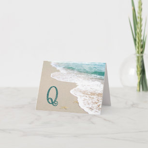 Ocean Beach With Monogram Letter Q Note Card
