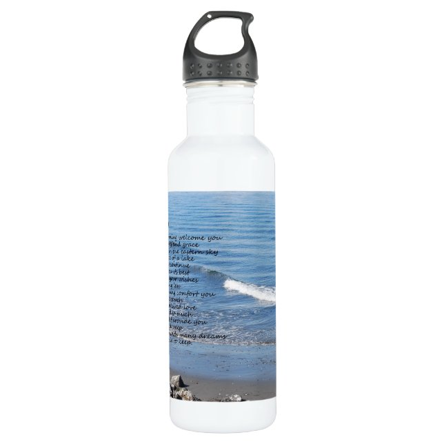 Ocean beach with poem "Gifts of a Day" 710 Ml Water Bottle (Front)