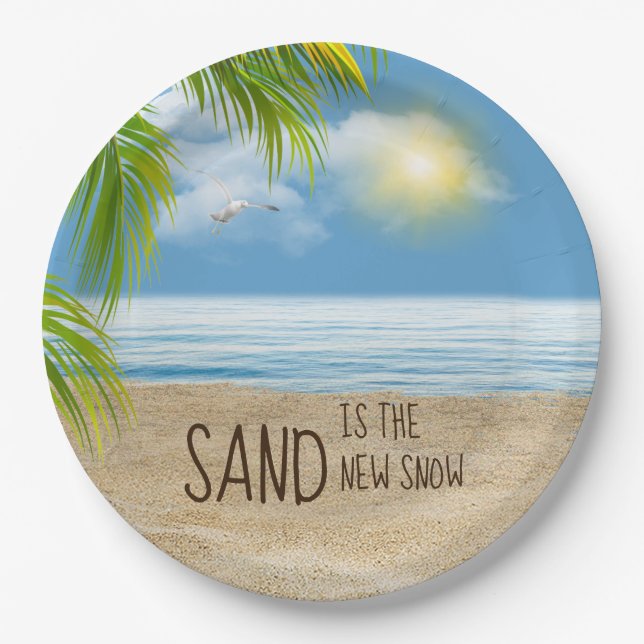 Ocean Beach With Seagull Paper Plate (Front)