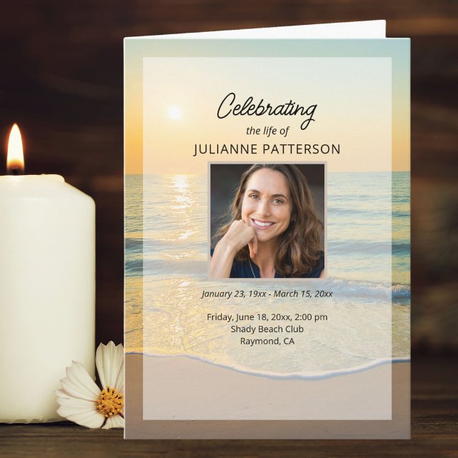 Ocean Beach Your Photo Celebration of Life Funeral Programme (Creator Uploaded)