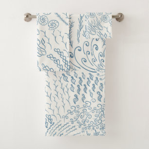 Ocean   Beachy   Coral Bath Towel Set