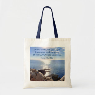 Ocean Bible Verse Arise and Shine Tote Bag