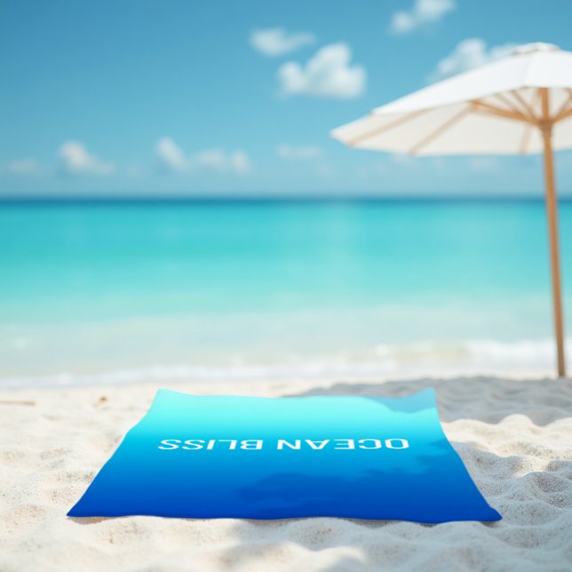 Ocean Bliss - Modern Blue Gradient Beach Towel (Wrap up in Ocean Bliss. Calming blue gradient beach towel for serenity.)