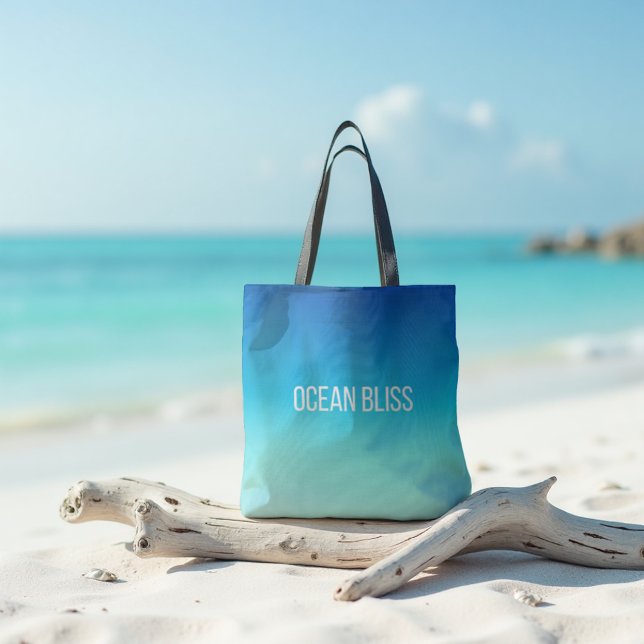 Ocean Bliss - Modern Blue Gradient Tote Bag (Ocean Bliss Gradient Tote. Blue and seafoam calm for your everyday style.)