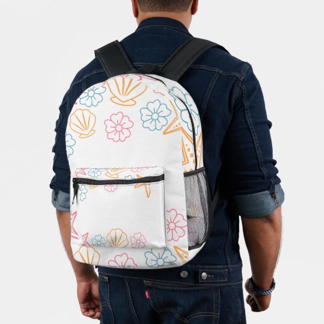 Ocean Blooms Backpack – Stylish Seaside Adventure  (Insitu (Model))